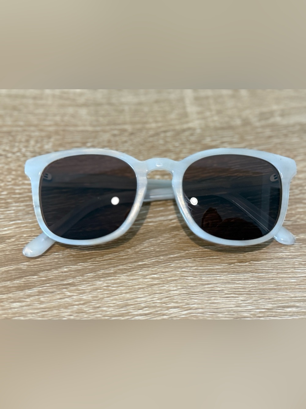 MADEWELL Ashcroft Clear Light Grey Marble Sunglasses Black Lenses Eyewear